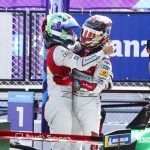 Lucas Di Grassi (BRA), Audi Sport ABT Schaeffler, Audi e-tron FE04, and Daniel Abt (GER), Audi Sport ABT Schaeffler, Audi e-tron FE04, celebrate winning the manufacturers championship