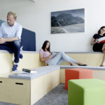 Self-learning rooms offer a learning environment close to workplaces. A balance will be created between retreat possibilities in quiet islands and the possibility for quick communication and networking within the team.